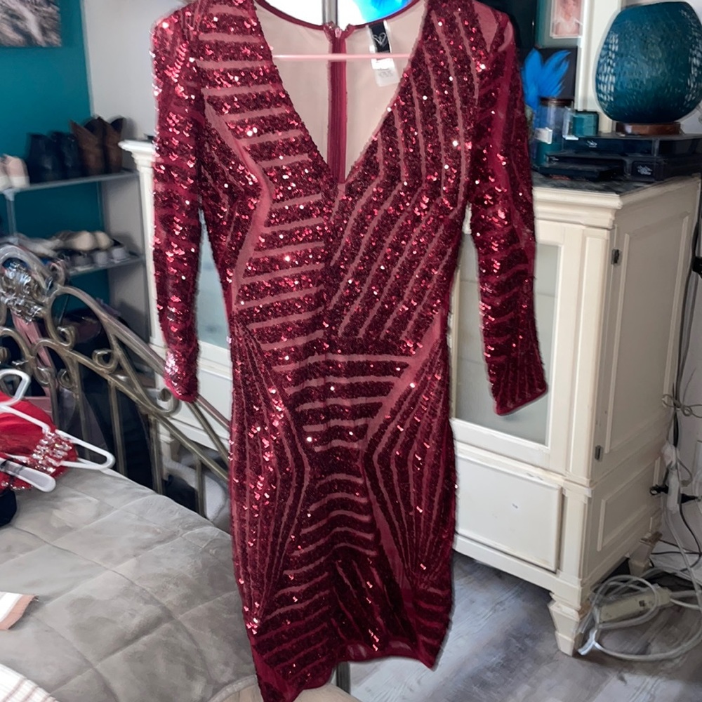 Windsor Maroon sequin dress